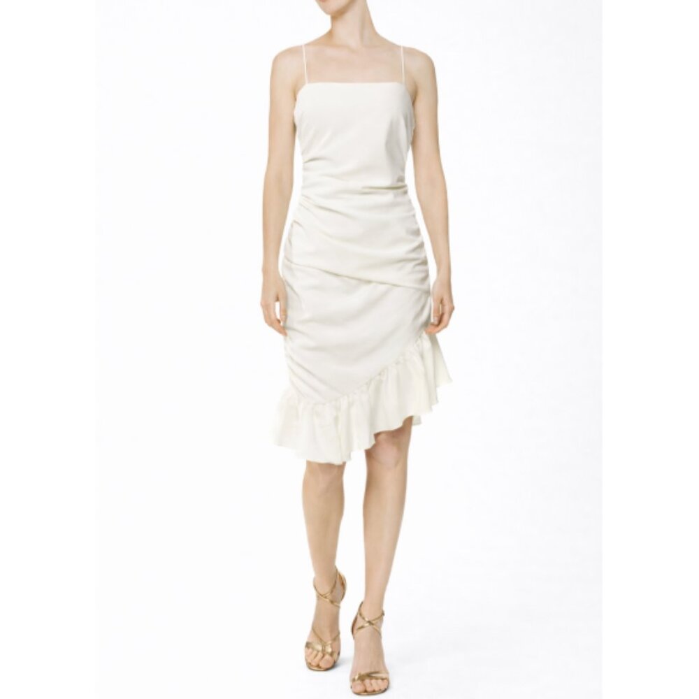 CINQ À SEPT 'Lilith' Sleeveless Ruched Ponte Mini-Dress, Ivory